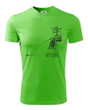 Kreslený rybár na pni