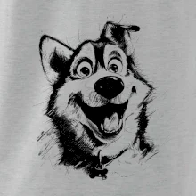 Čiernobiela karikatúra husky