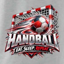 Hádzanárska lopta v bránke eat sleep repeat