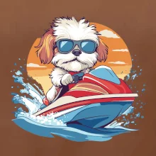 Bišónik na vodnom skútri