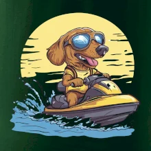 Jazvečík na vodnom skútri