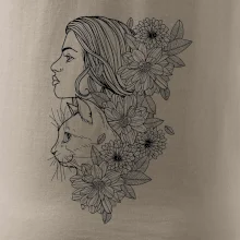 Žena a kočka - kreslená