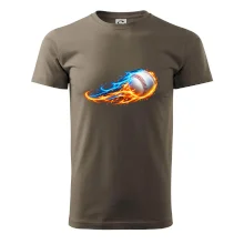 Letící baseballový míček v plamenech