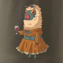 Alpaka s vínom žena