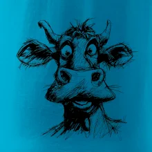 Čiernobiela karikatúra svetlá krava hlava