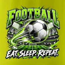 Futbalová lopta a štadión eat sleep repeat