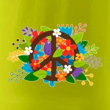 Peace symbol prerastený kvetinami