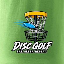 Discgolfový kôš s letiacim diskom eat sleep repeat