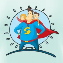 Táta superman - dievča a chlapec Táta superman - dievča a chlapec