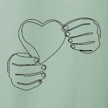 Ruka držiaca srdce jedným ťahom