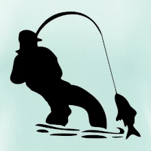 Rybár ťahajúce rybu