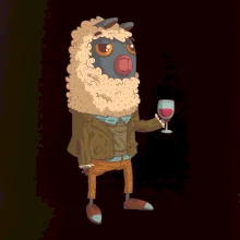 Alpaka s vínom muž