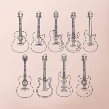 Typy gitár čiernej kresby