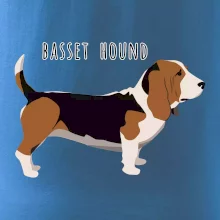 Basset hound pes s nápisom