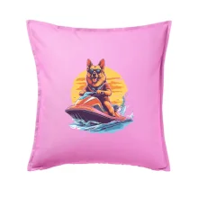 Nemecký ovčiak na vodnom skútri