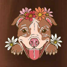 Americký stafordšírsky teriér hlava s kvetinami