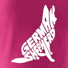 Nemecký ovčiak sediaci napis