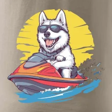 Husky na vodnom skútri