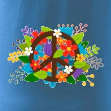 Peace symbol prerastený kvetinami