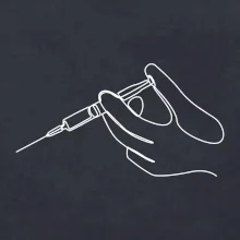 Ruka a injekcia jedným ťahom