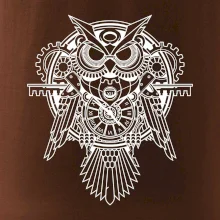 Steampunk sova čiernobiela