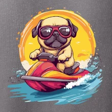 Mops na vodnom skútri