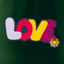 Love nápis s kvetinou