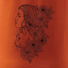 Žena a kočka - kreslená