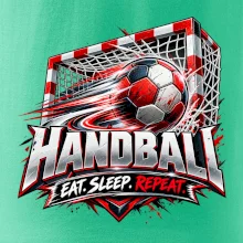 Hádzanárska lopta v bránke eat sleep repeat