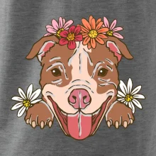 Americký stafordšírsky teriér hlava s kvetinami