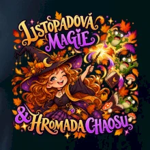Listopadová čarodějka kouzlí podzimní žáby
