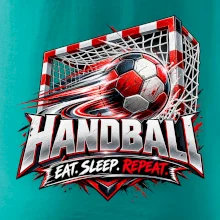 Hádzanárska lopta v bránke eat sleep repeat