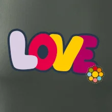 Love nápis s kvetinou