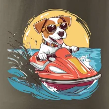 Jack russell teriér na vodnom skútri