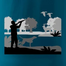 Lovec a stavač v lese