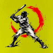 Baseballový pálkař japonská tušová malba