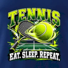 Tenisová raketa a míček eat sleep repeat