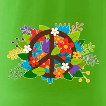Peace symbol prerastený kvetinami