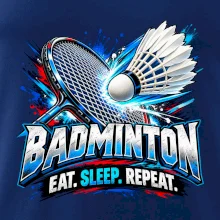 Bedmintonová raketa s košíčkom eat sleep repeat
