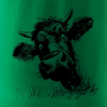 Čiernobiela karikatúra čierna krava hlava