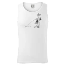 Kreslený rybár na pni