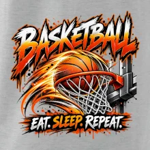 Basketbalový kôš s loptou eat sleep repeat