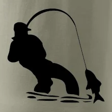 Rybár ťahajúce rybu