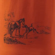 Kôň a žriebä maľované