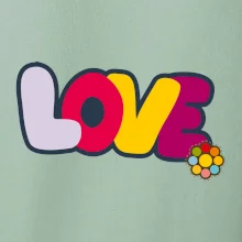 Love nápis s kvetinou