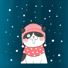 Mačka v zimnej čiapke