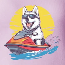 Husky na vodnom skútri