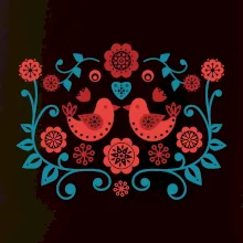 folklór - dva červené vtáčiky