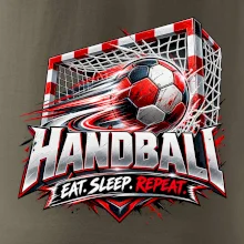 Hádzanárska lopta v bránke eat sleep repeat