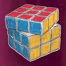 Rubikova kocka kreslená